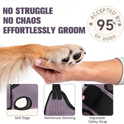 Dog Grooming Hammock Harness for Dogs & Cats with Pet Nail Clipper Trimmer (M / Pink)