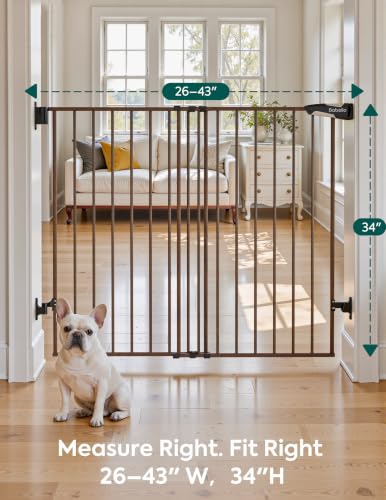 34" Extra Tall No Bottom Bar Baby Gate (Black Wood Pattern - B17 / 34" H, 26-43" W-Standard)