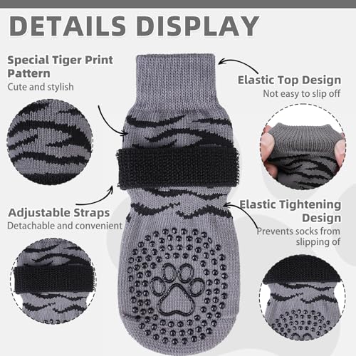 Dog Socks for Hot (Tiger Grey / Small/Medium (4 Pack))