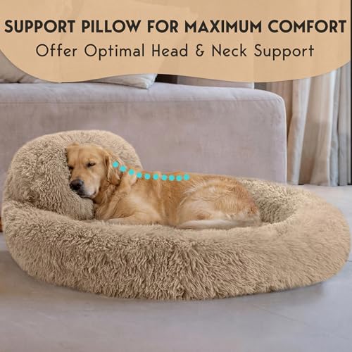 XL Dog Bed for Large Sized Dog (Beige / X-Large - 45"L x 45"W x 8"Th)