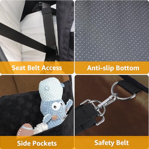Waterproof Dog Car Seat for Small Medium Dogs (Brown / Small)