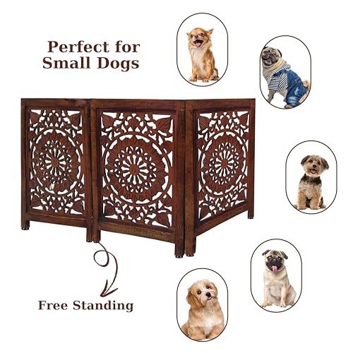 Lightnpro 3‑Panel Wooden Pet Gate (Natural Burnt Circle / 24x54 - Ember)
