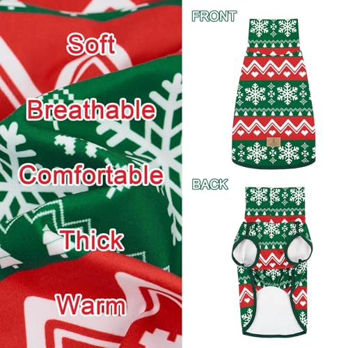 2 Pack Christmas Dog Fleece Sweater Dog Sweatshirt Turtleneck Jacket Warm Stretchy Pet Cold Weather Clothes for Medium Large Dogs (X-Large(Chest-29.5") / Christmas)