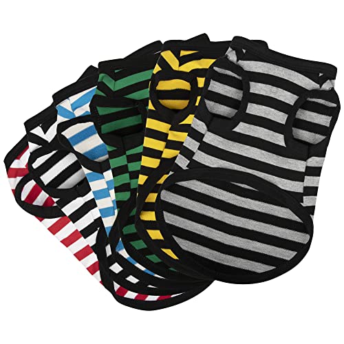 6 Piece Striped Shirt Set (M-(9~17lb) | Chest(~18.1") / 6 Pack Striped)