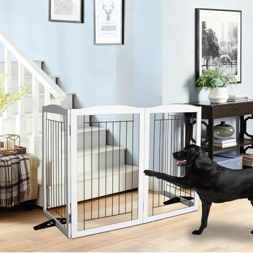 Freestanding Dog Fence Indoor (White / 【2 Panels】40''w x 32''h)