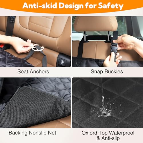 Dog Car Seat Cover for Back Seat (Black / Standard)