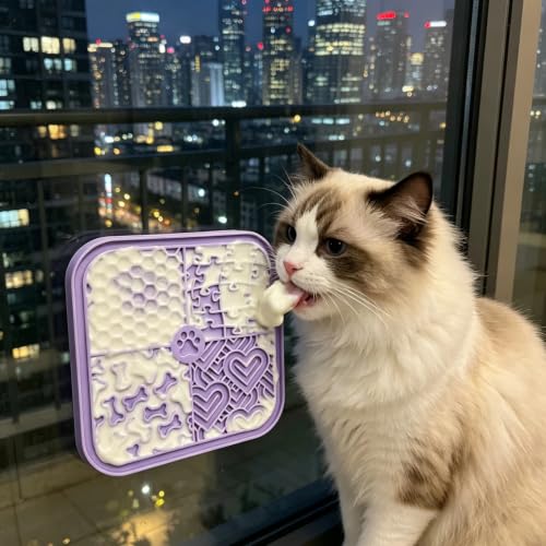 Dog Cat Lick Mat and Slow Feeder Bowl Set (Pink)