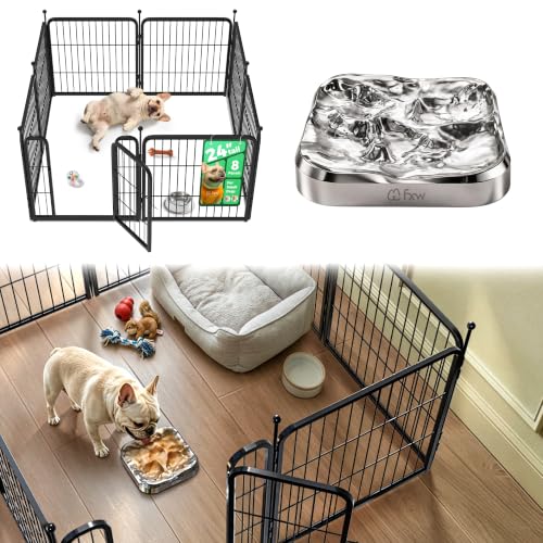 Rollick Dog Playpen with Stainless Steel Lick Mat (Black / 24"H)