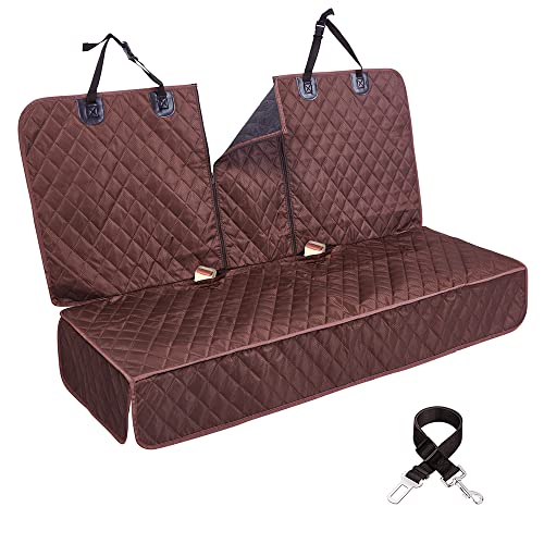 Dog Car Seat Cover for Back Seat Cover for Kids (Cofee Brown / ISOFIX Large)
