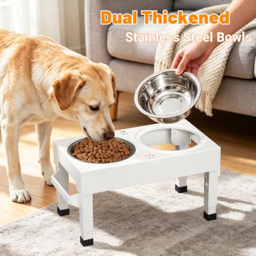 Elevated Dog Bowls Stand Large Breed (White)