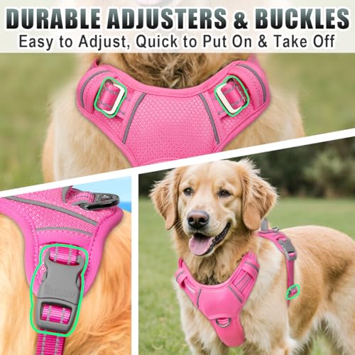Dog Harness for Medium Sized Dog No Pull Dog Vest ID Tag Pocket (Pink / Medium)