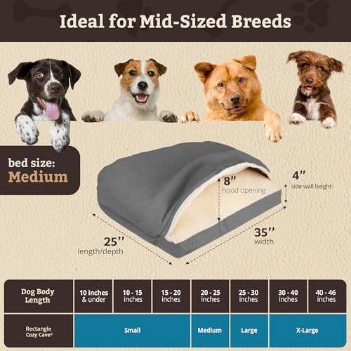 Rectangle Cozy Cave Dog Bed (Anthracite / Medium)