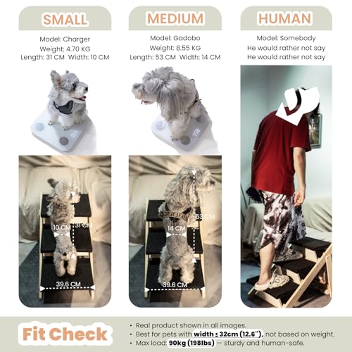 Wood Pet Stairs (3 Steps – For Sofas & Low Beds (18–26 in) / 24.8" L x 17.2" W x 19.5" H)