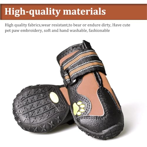 Dog Boots & Paw Protectors Non (Size 3: （2.5''x1.9'')(L*W) for 23-33 lbs / Brown)