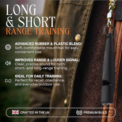 Alpha 210.5 Professional Dog Training Whistle with Enhanced Ergonomic Grip. BPA (Black)
