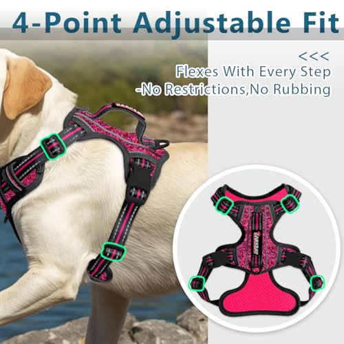 No Pull Dog Harness for Large Dogs (Large(Chest:24.5-32.5") / Pink/Black)