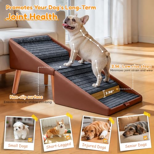 17" H Dog Stairs for Small Dogs (Brown / 17" H)