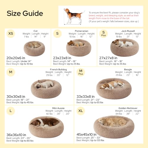 Calming XL Dog Bed Donut Washable Extra Large Pet Bed (45"L x 45"W x 10"Th / Camel)