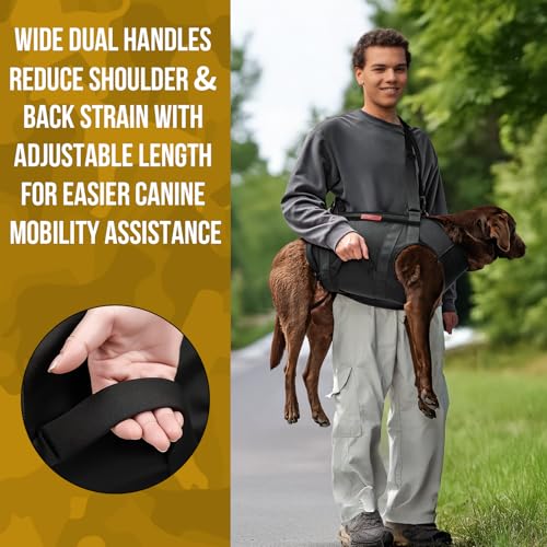 Full Body Dog Carry Sling for Large Dogs (Black / L)