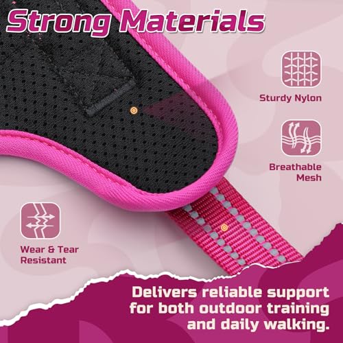 Tactical Dog Harness for Medium (Black & Rose Red / Medium)