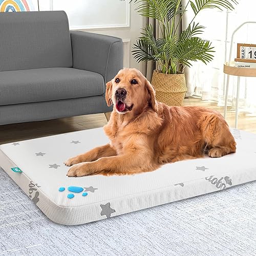 Waterproof Dog Bed for Large Dogs (Light Grey / 38" X 26" X 1.5")