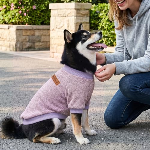 2 Pack Dog Sweaters for Small Dogs Girl Boy Winter Fleece Clothes Warm Soft Dog Sweatshirt Outfit for Dogs Cats Pet Apparel (Blue Purple+ Sweet Purple / S (Back: 11.8", Chest: 15.7", 5.5-10 lbs))