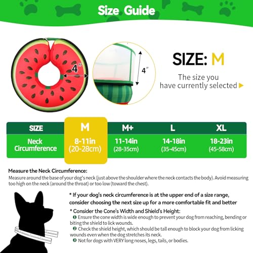 Upgraded Inflatable Dog Cone Collar to Stop Licking (M (Neck: 8-11") / Watermelon)