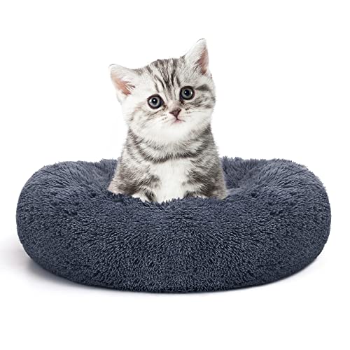 Orthopedic Dog Bed Comfortable Donut Cuddler Round Pet Beds Ultra Soft Washable Dog and Cat Cushion Bed (XS(20’’x 20’’) / Dark Gray)
