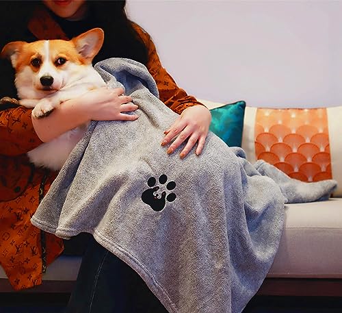 Extra Large Dog Towels for Drying Dogs (Grey / XL-55" * 36")