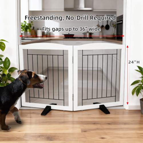 Freestanding Dog Fence Indoor (White / 【2 Panels】40''w x 24''h)