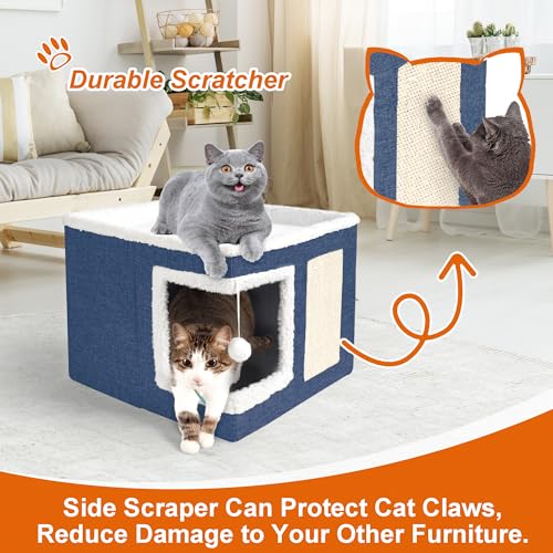 Cat Houses for Indoor Cats (S / Navy Blue)