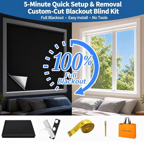 100% Blackout Curtains Magnetic Portable Blackout Window Cover 118" x 57"