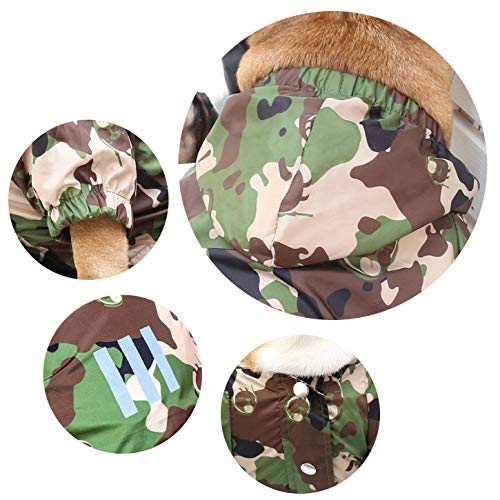 Dog Cold Weather Coats Water Resistant Raincoats Lightweight Windbreaker Hooded Jackets for French English Bulldog Pitbull Pug Boston Terriers Outdoor Rain Coat (Camo / Small ( 5 - 15 lbs ))