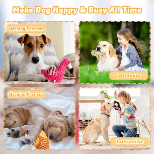 5 Pack Plush Dog Toys with Rope