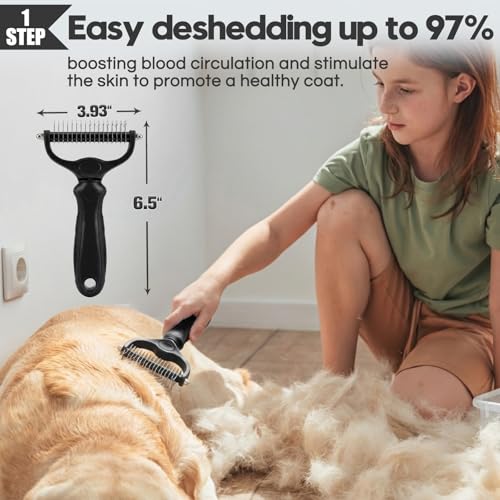 Dog Slicker Brush for Dogs Grooming Kit 5PCS Long Haired Doodles (Black)