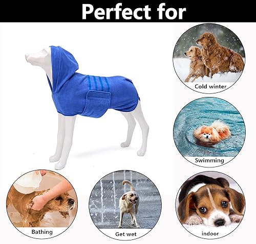 Dog Drying Coats with Hood (Large / Blue(Hood))