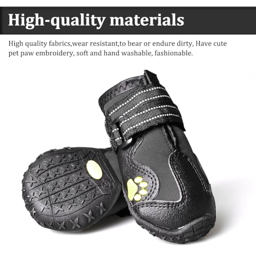 Dog Boots & Paw Protectors Non (Size 4: （2.6''x2.1'')(L*W) for 31-40 lbs / Black)