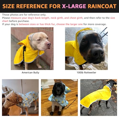 Dog Raincoat Waterproof Dog Rain Jacket with Clear Hooded (Orange / X-Large)