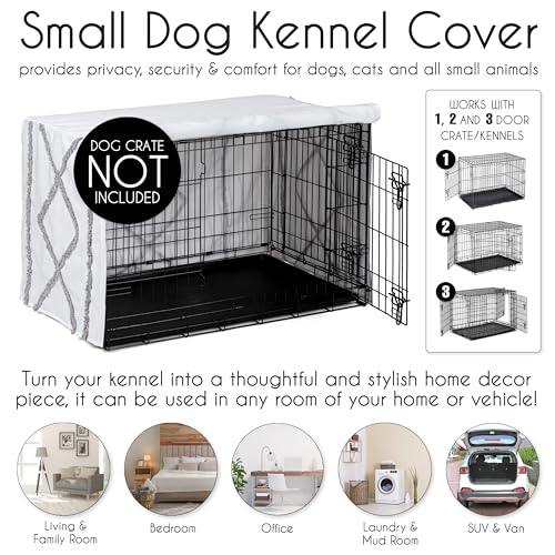 30in. Small Medium Dog Crate Cover (Grey Fringe / 30.0"L x 21.0"W x 19.5"H)