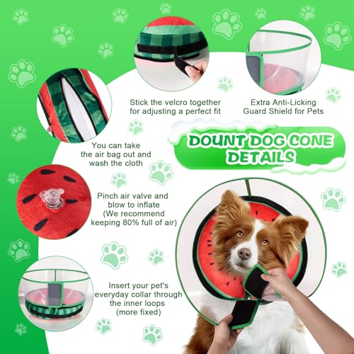 Inflatable Dog Cone Collar with Detachable Enhanced Anti (Watermelon / XL（neck 18"-23"）)