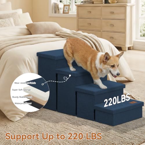 Dog Stairs with Storage (Navy Blue No Condo / 4)