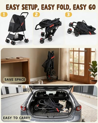 Pet Stroller for Small Dogs Cats (BLACK)