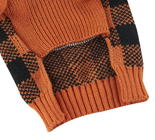 Orange Black Plaid Fashion Pet Halloween Costume Clothes Pumpkin Dog Sweater for Dogs (Large / Orange Black Plaid)