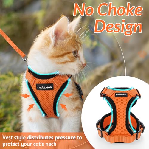 Cat Harness and Leash Set (S / Orange)