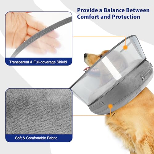 Dog Donut Collar for Medium Dog with Detachable Anti (M (Neck: 8"-11") / Grey)