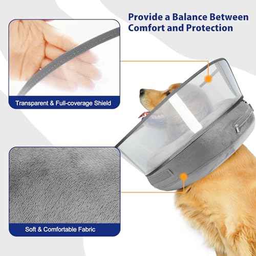 Dog Donut Collar for Medium Dog with Detachable Anti (M+ (Neck: 11"-14") / Grey)