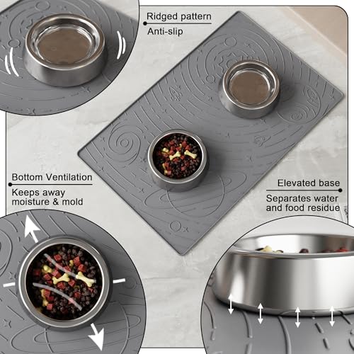 Galaxy Pet Feeding Mat (23.6"L x 15.8"W / Grey)