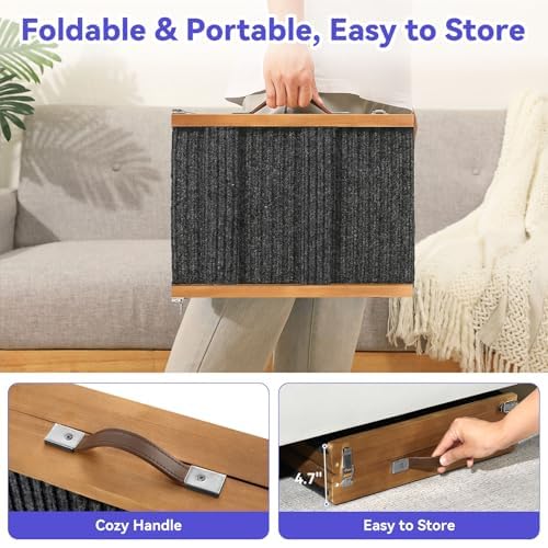 2026 Upgraded Small Dog Ramp for Couch Foldable (D-walnut / 80×30cm-for couch)
