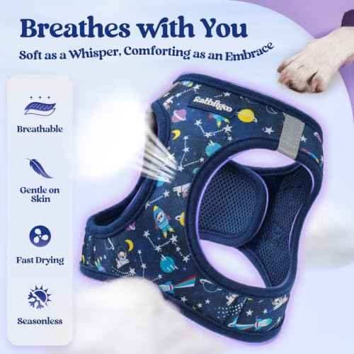 Dog Harness Small Sized and Leash Set (Navy Space Pups / Xs (chest: 13.3 - 15.5"))