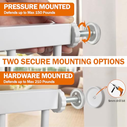 36" Extra Tall Baby Gate for Stairs (White / 29.7-51"W x 36"H)